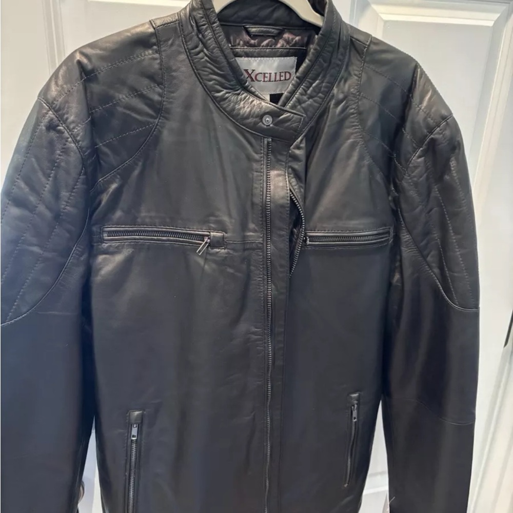 Men’s Black Vintage Leather Moto Jacket XL